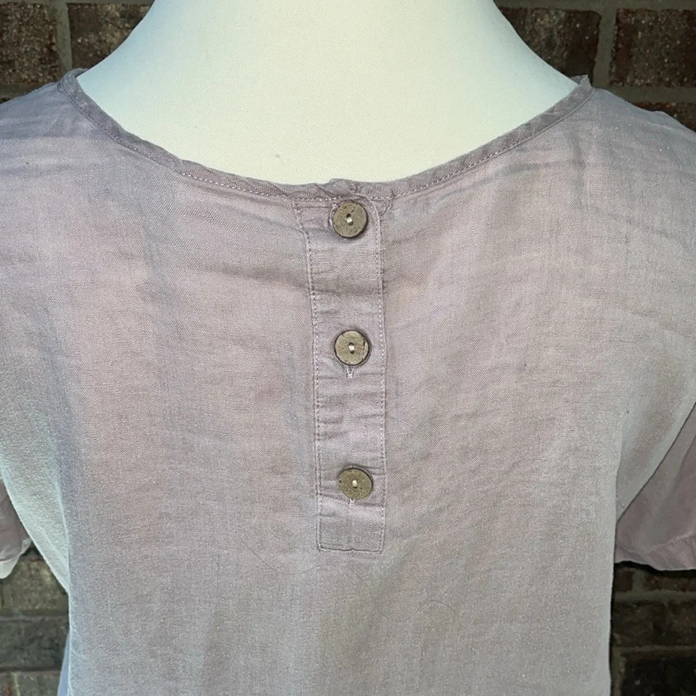 Rachel Zoe 100% Linen Short Sleeve top with botton back and tie front size XL - Picture 5 of 11
